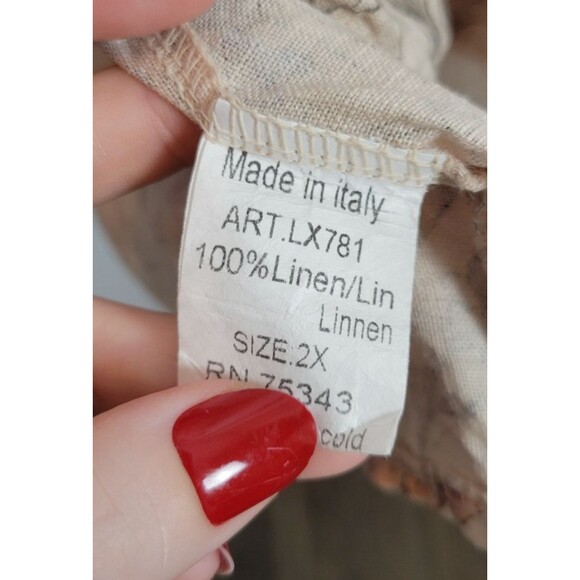 Lungo L'arno Womens Plus Size Floral Linen Midi Dress Size 2X - Picture 5 of 6